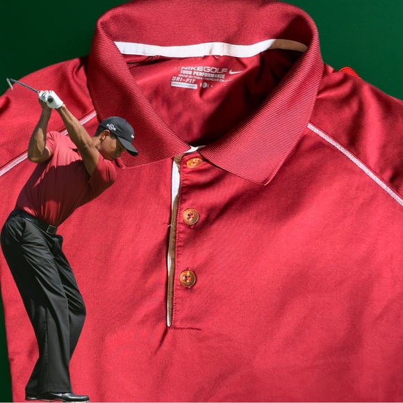 Excellent Men’s Nike DRi-FIT Golf Tour Performance Polo in Red - Large - Picture 3 of 7